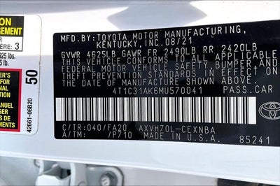 2021 Toyota Camry Hybrid LE