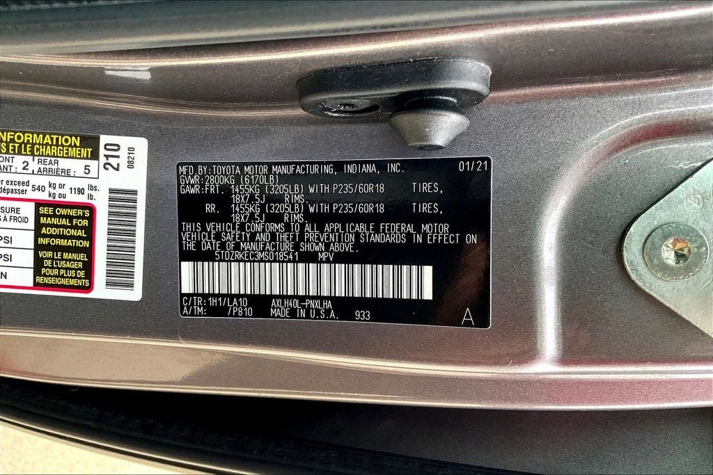 2021 Toyota SIENNA LIMITED Limited 7 Passenger