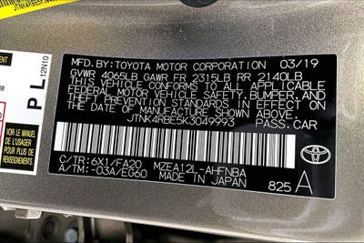 2019 Toyota COROLLA HATCHBACK SE
