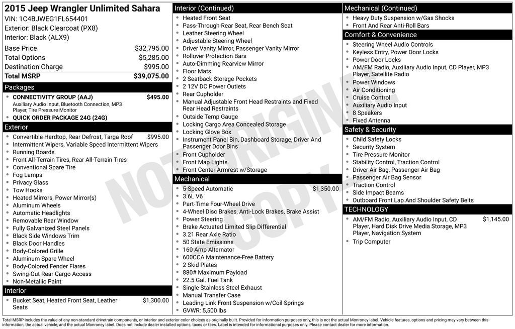 2015 Jeep Wrangler Unlimited Sahara