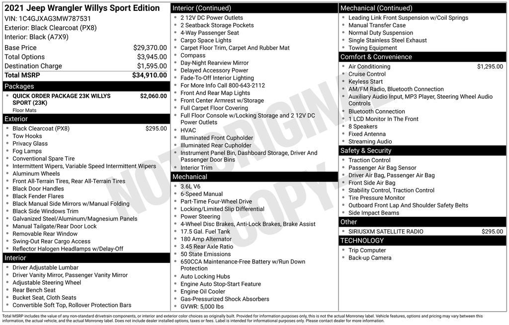 2021 Jeep Wrangler Willys Sport 4x4