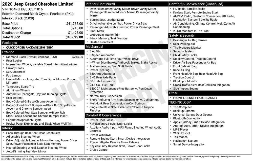 2020 Jeep Grand Cherokee Limited 4x4