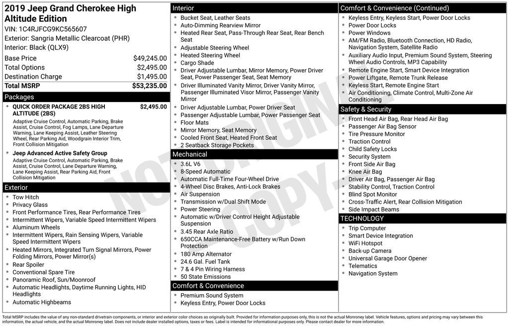2019 Jeep Grand Cherokee High Altitude
