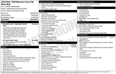 2023 RAM 1500 Big Horn Crew Cab 4x4 5'7' Box