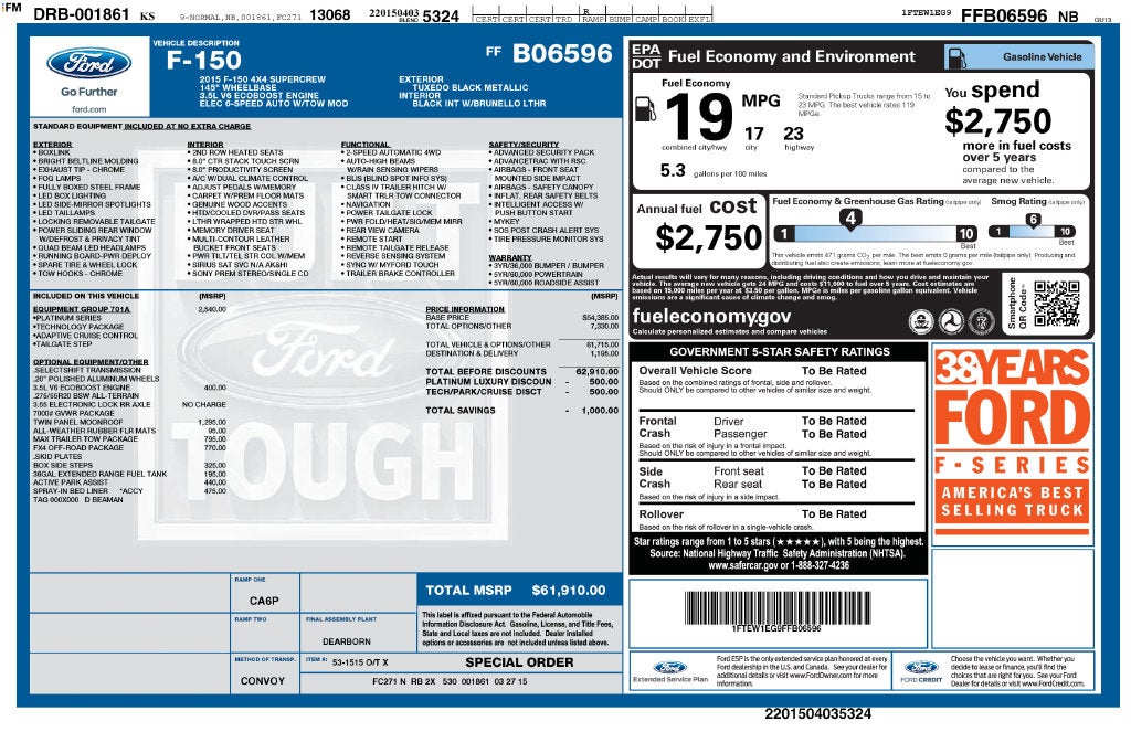 2015 Ford F-150 Platinum