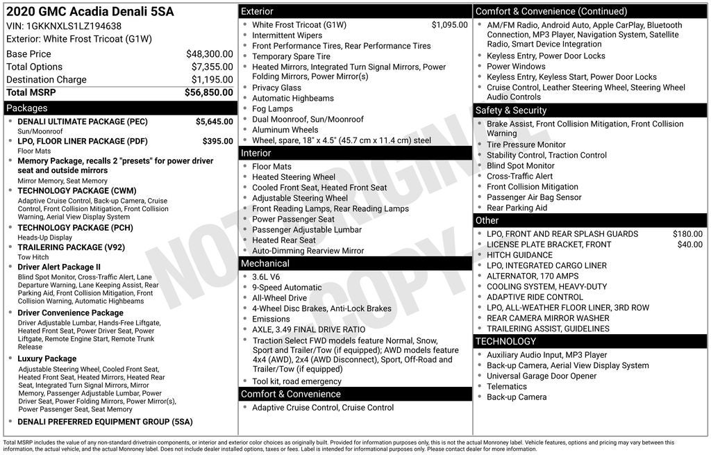 2020 GMC Acadia AWD Denali