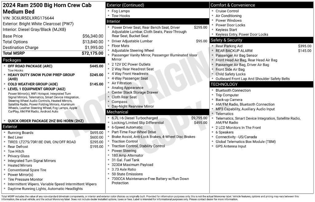 2024 RAM 2500 Big Horn Crew Cab 4x4 6'4' Box