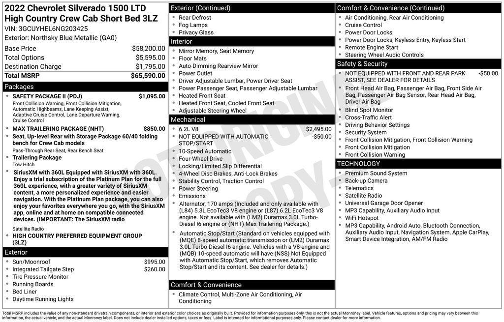 2022 Chevrolet Silverado 1500 LTD 4WD Crew Cab Short Bed High Country