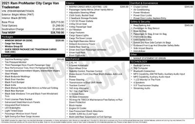 2021 RAM ProMaster City Tradesman Cargo Van