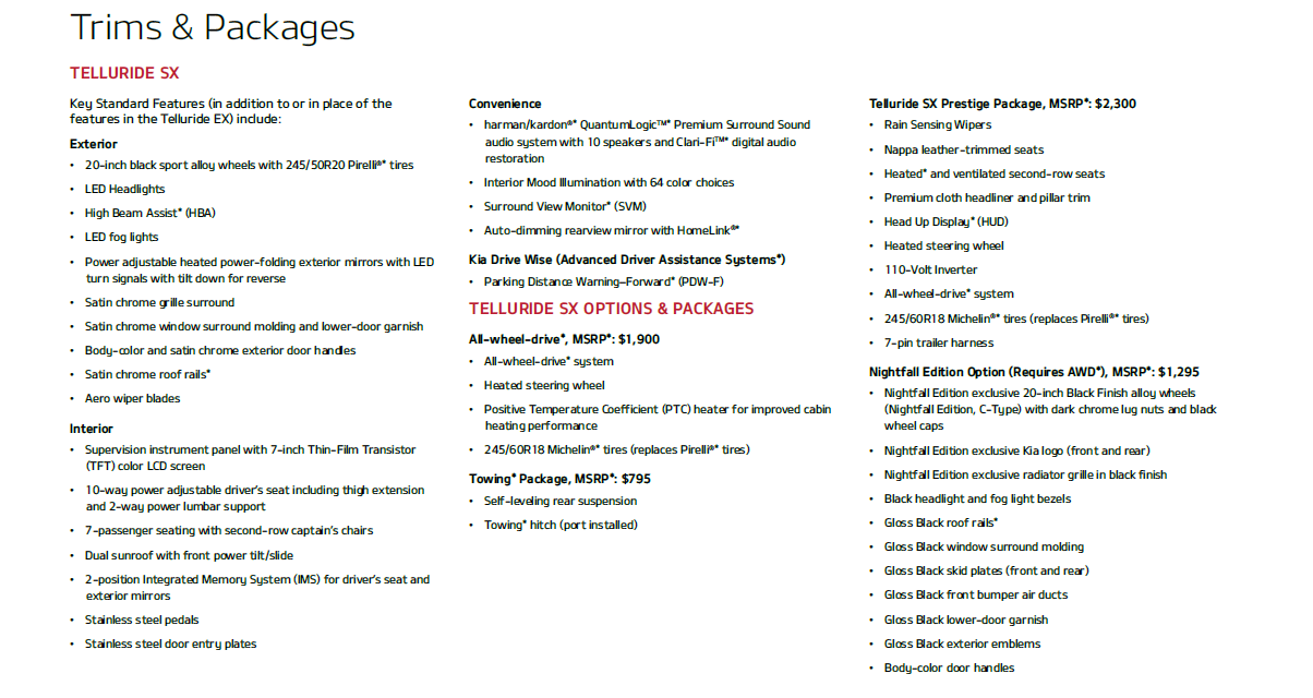2021 Telluride SX Trim
