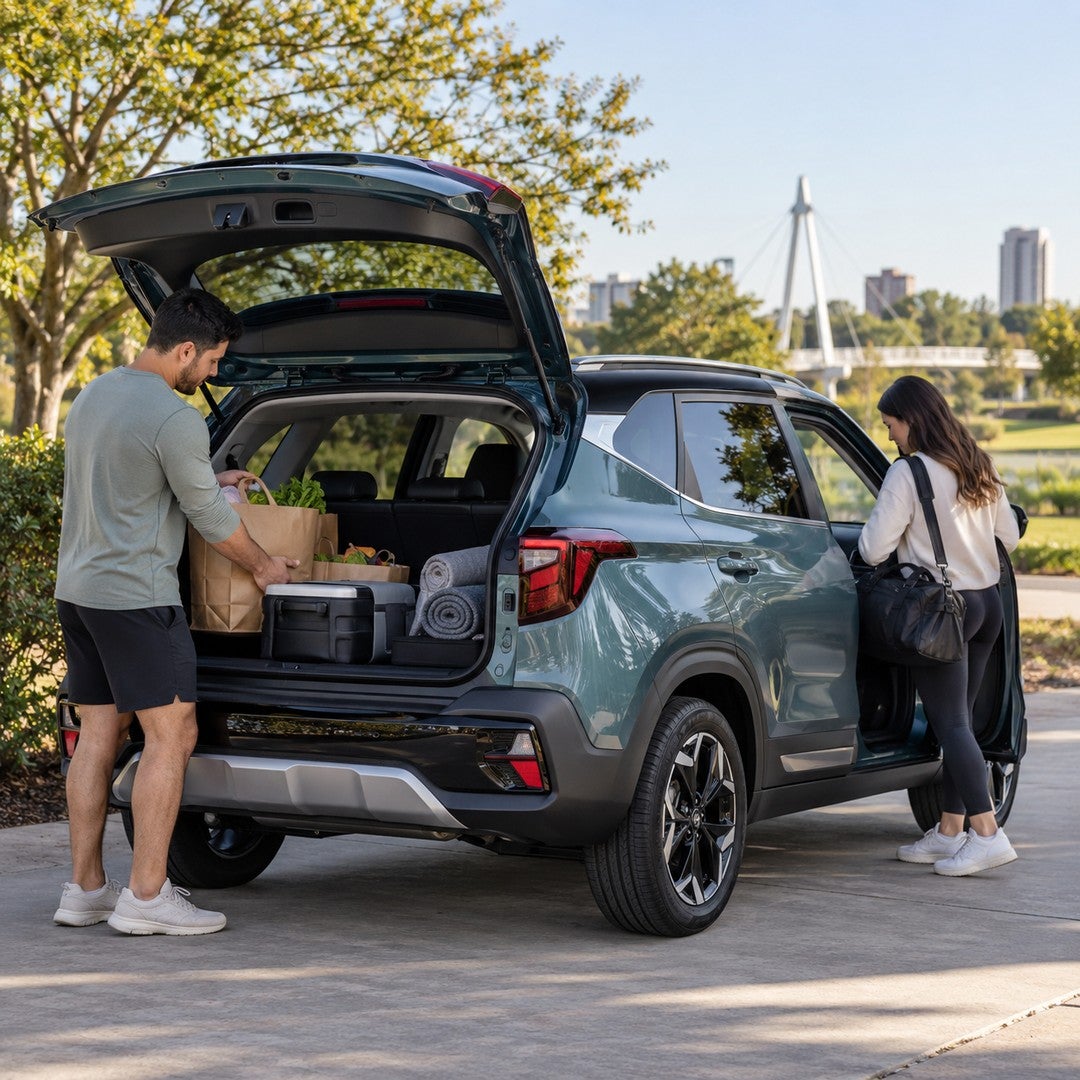 Kia Seltos compact SUV being loaded for everyday travel